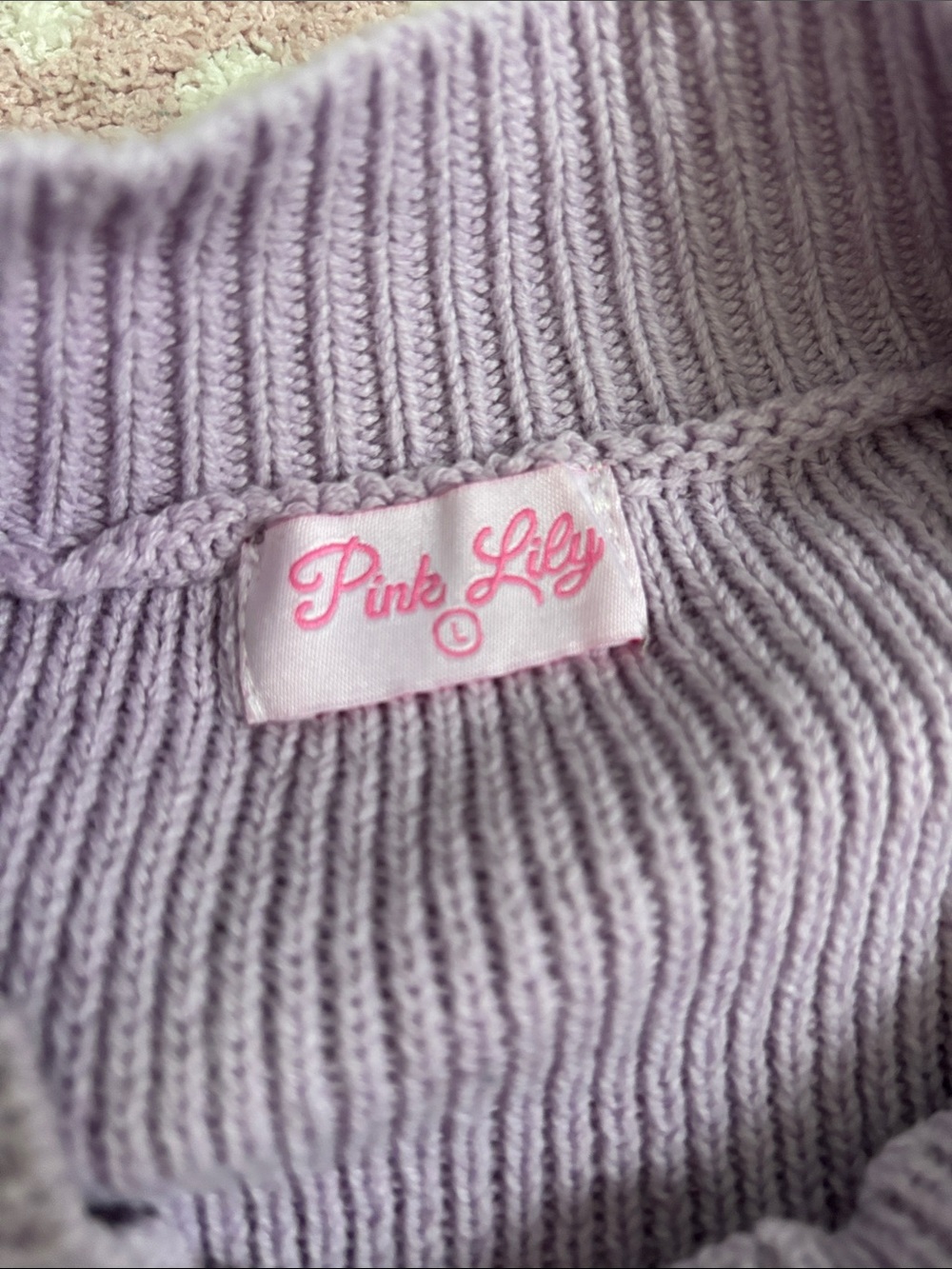 Pink Lily Lavender Crewneck Ribbed Knit Sweater - Picture 2 of 5